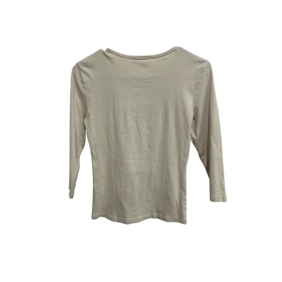 Blue Canyon Christmas Architecture 3/4 Sleeve Top Beige Red Sz Small Holiday - Picture 2 of 9